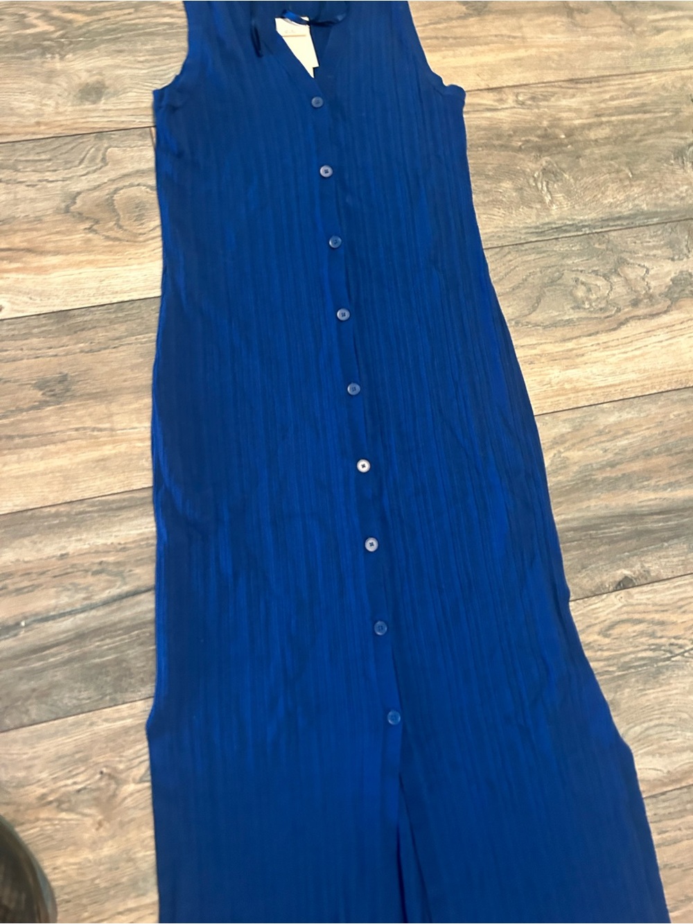 Nwt’s Banana Republic Dress Button Up Sleeveless Blue Maxi Dress Size Small 130$ - Picture 3 of 14